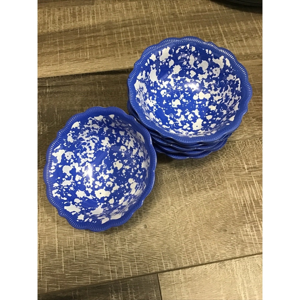 Pioneer‎ Woman Melamine Dip Bowls Cobalt Country Splatter Pattern Set of 6 NEW